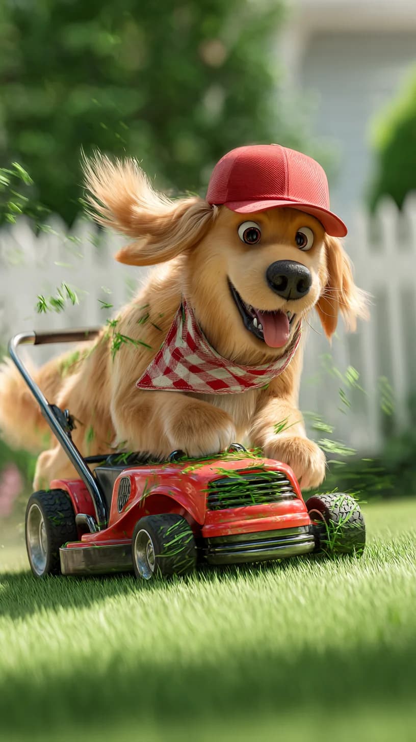 Golden Retriever Mow