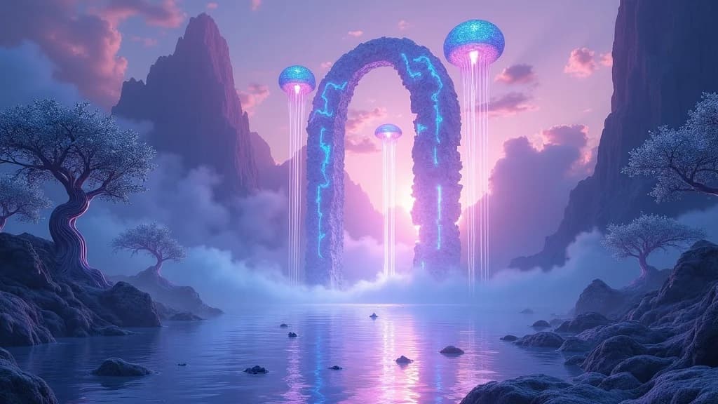 Surreale Traumlandschaft mit schwebenden Inseln