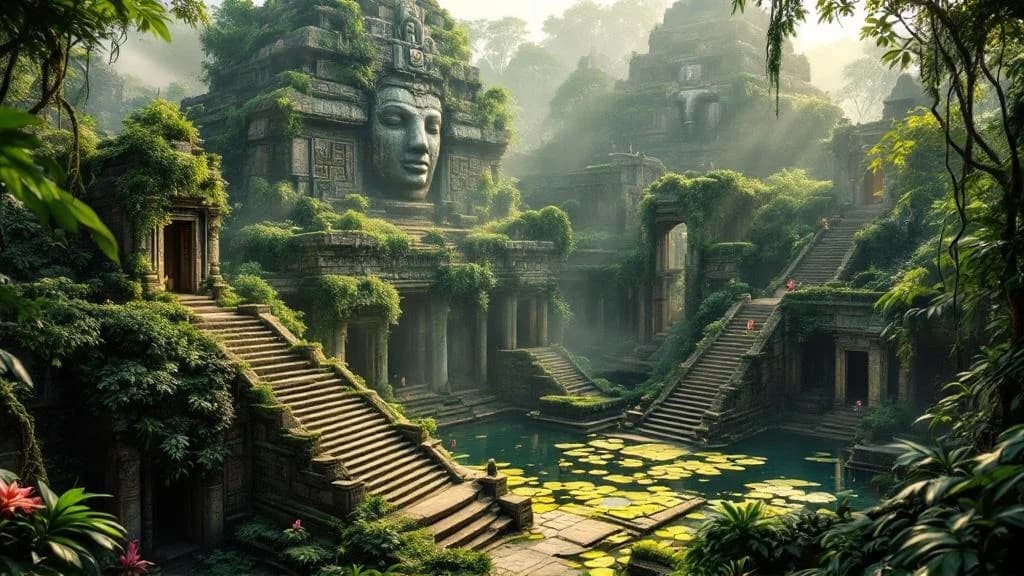 Versunkene Tempelstadt im Dschungel