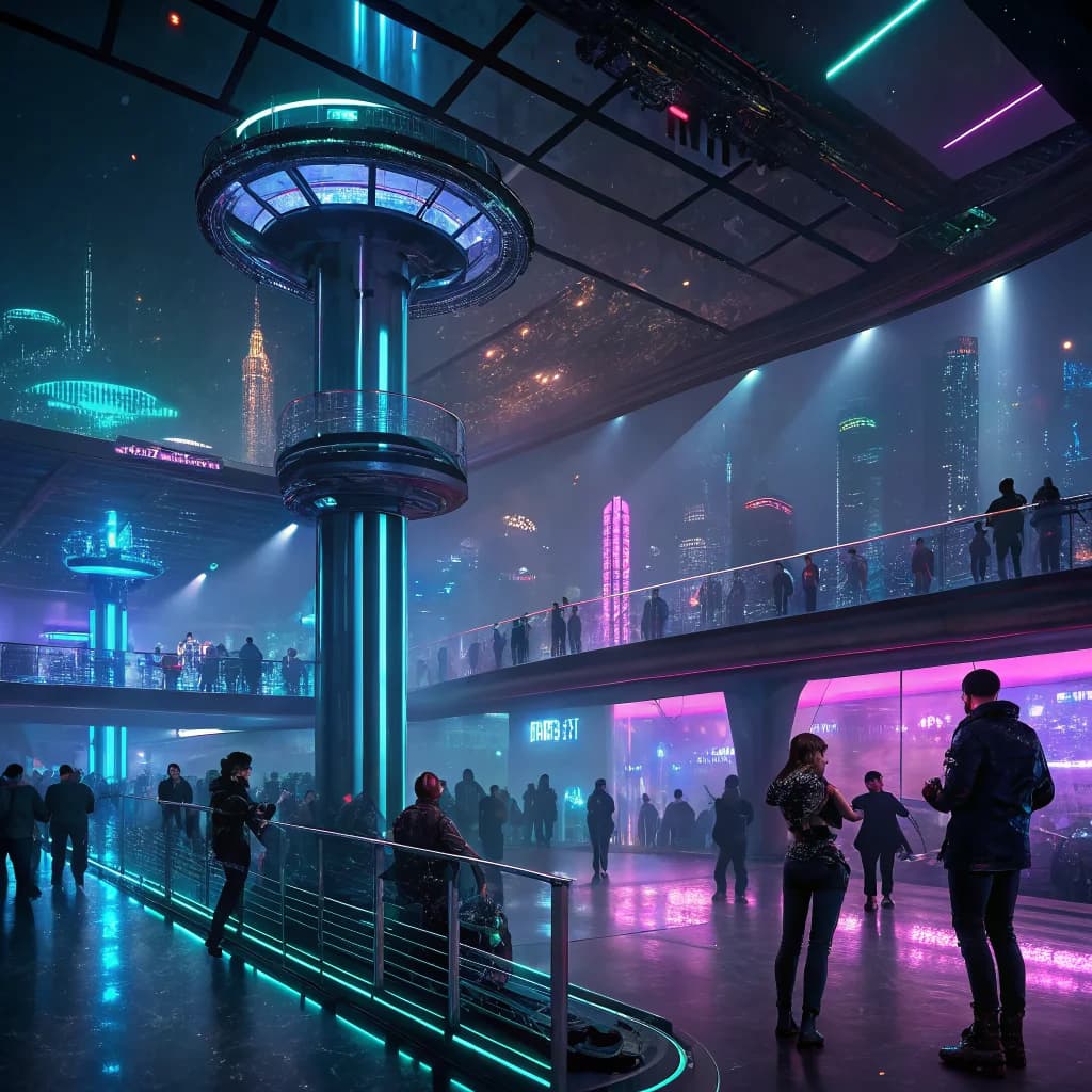 Cyberpunk Nachtclub der Zukunft