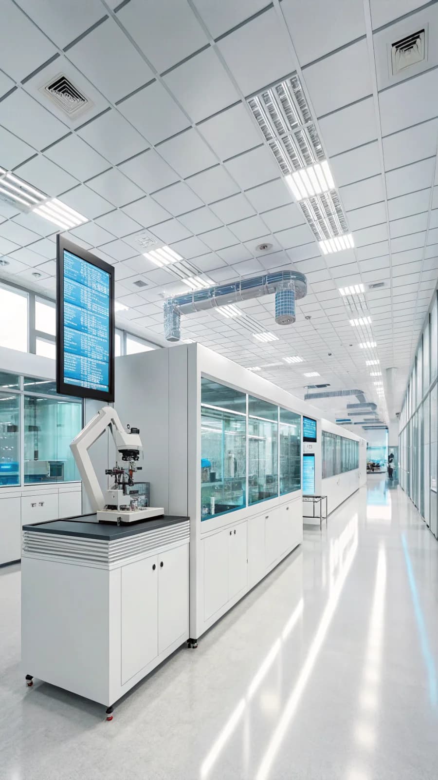 Futuristisches Forschungslabor in sterilem Weiß