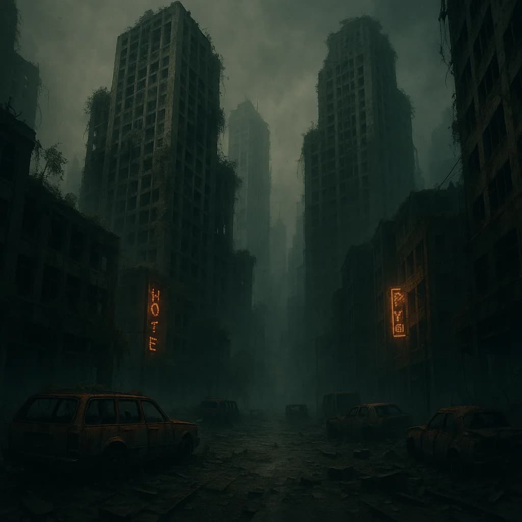 Verlassene Metropole im Zwielicht