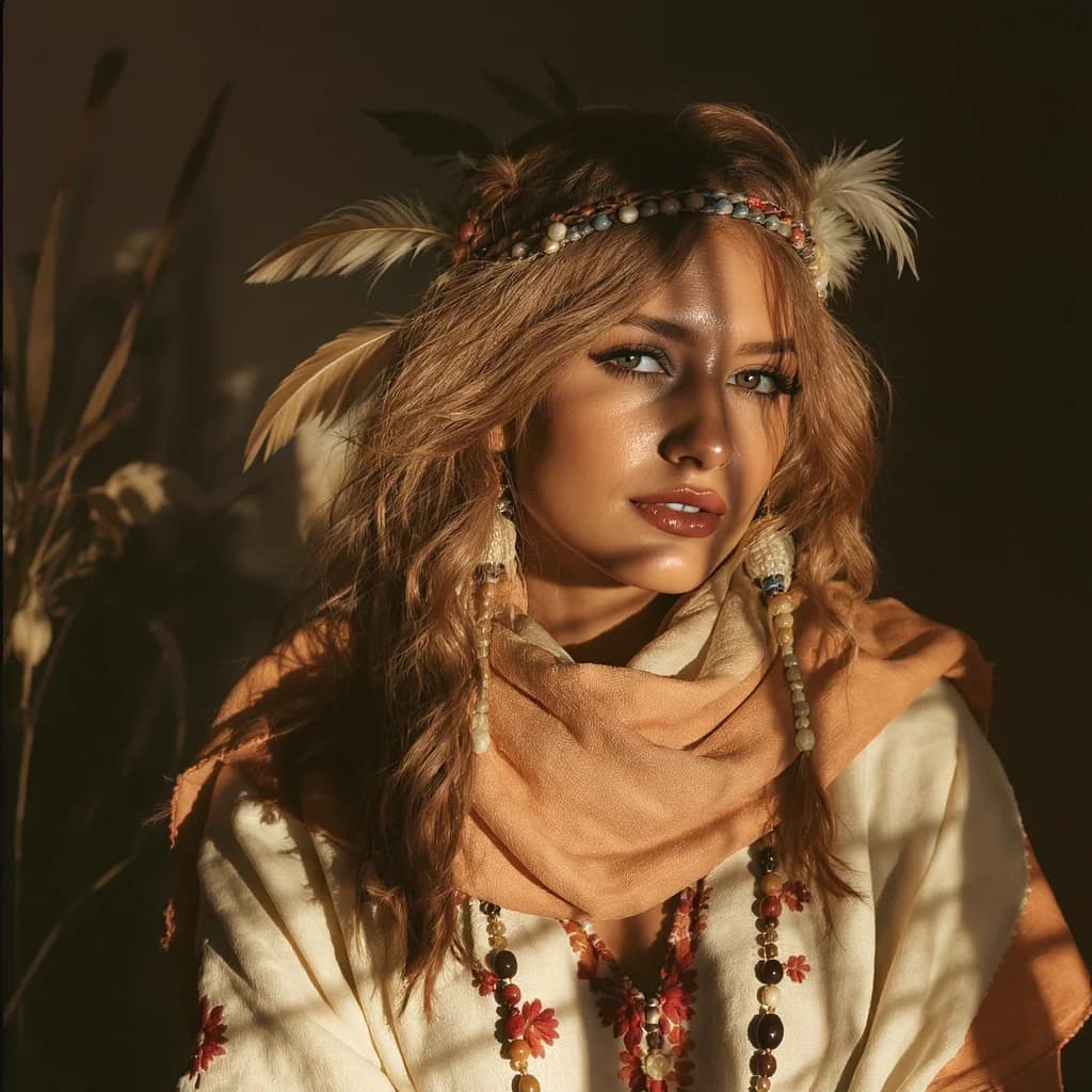 Boho-Portrait mit warmen Erdtönen