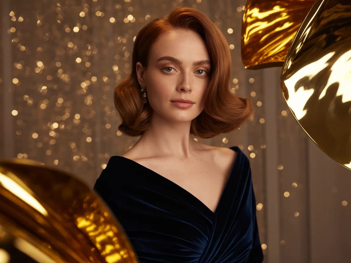 Glamouröses Studio-Portrait mit Goldglanz