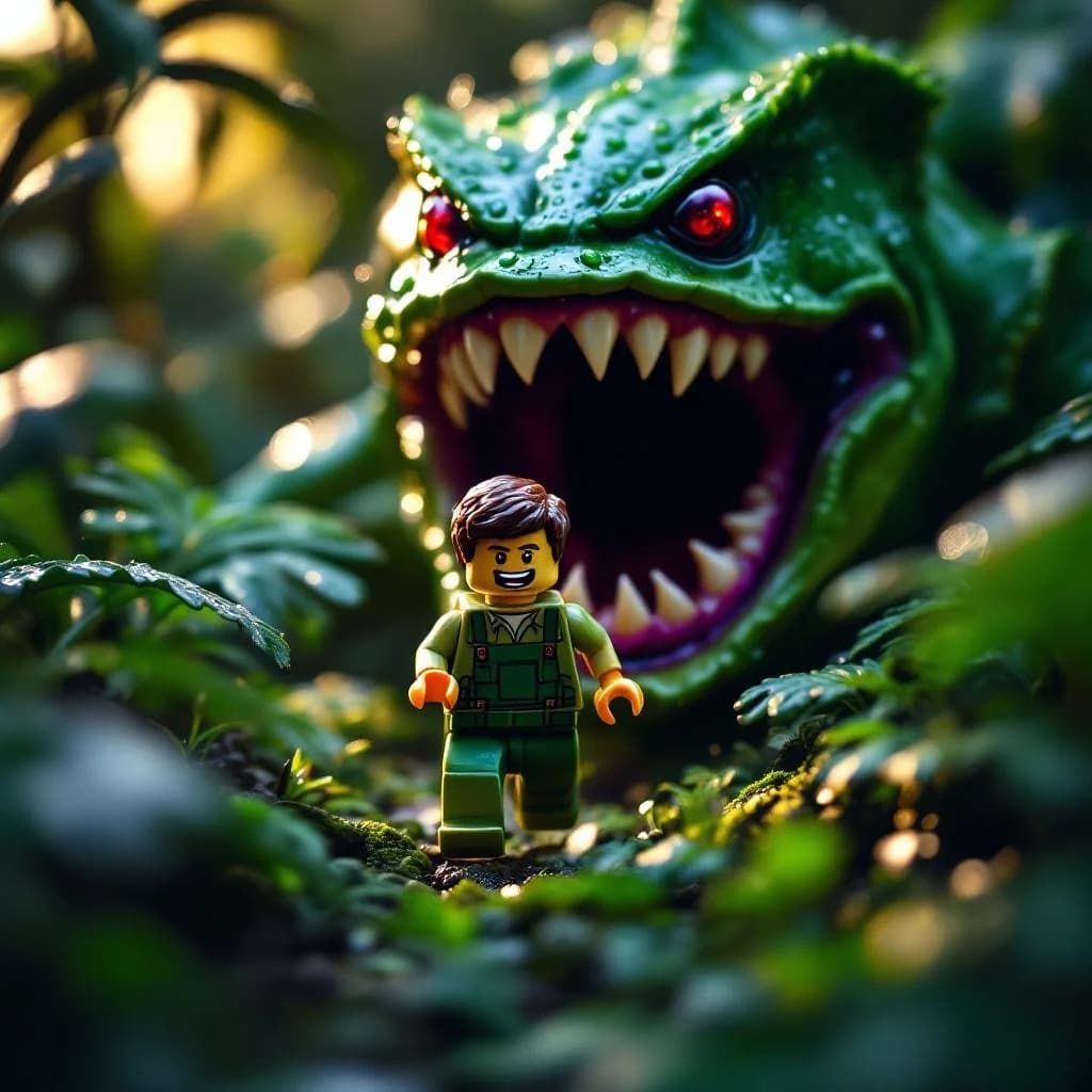 Lego-Gärtner auf der Flucht im Makro-Dschungel