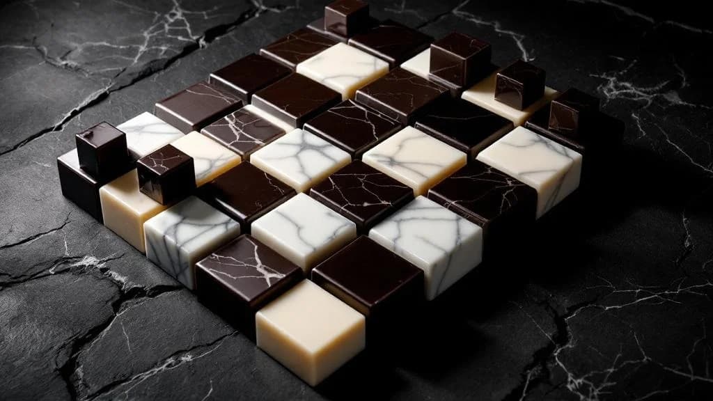 Luxuriöses Schach aus Schokolade und Marmor-Käse