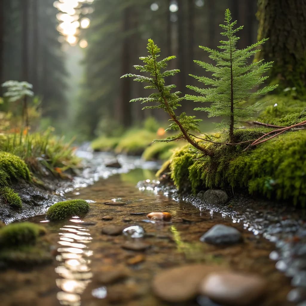 Gläserner Fluss im Miniaturwald