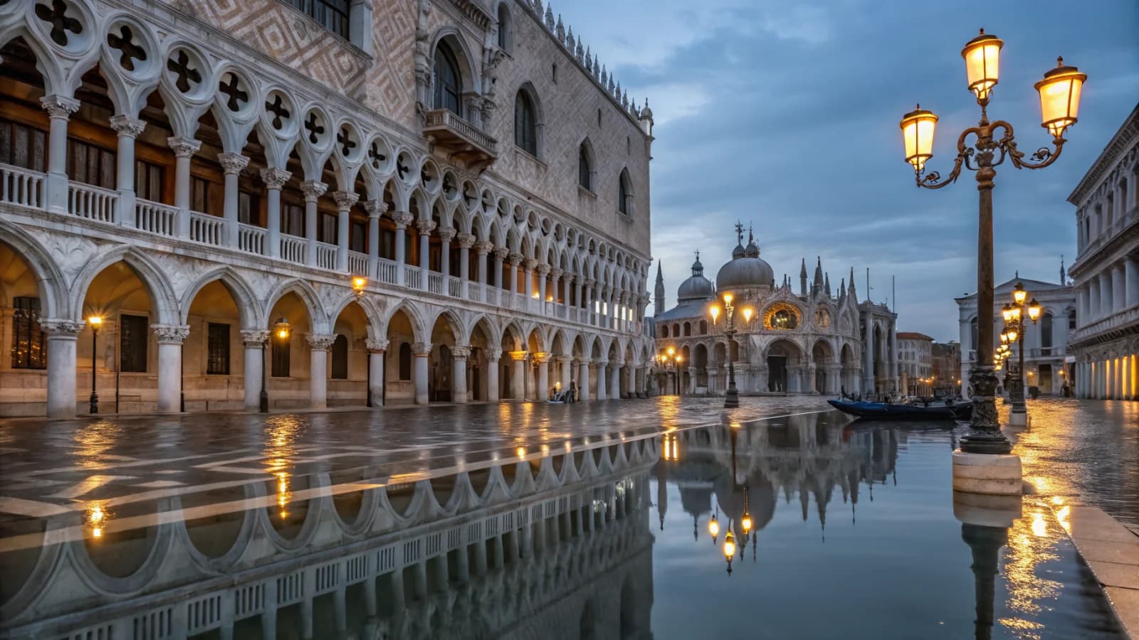 Venezianische Kanäle aus flüssigem Silber