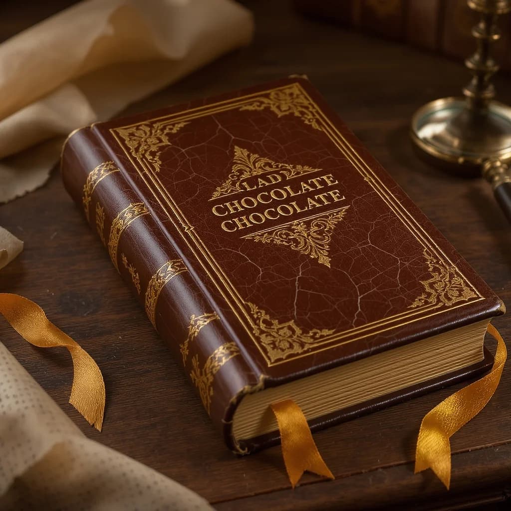 Schokoladen-Buch mit Ledereinband