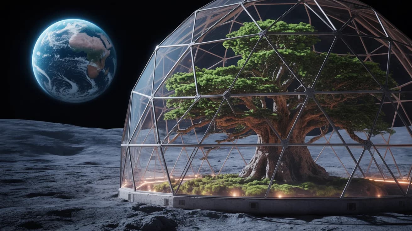 Mondbaum in Glaskuppel