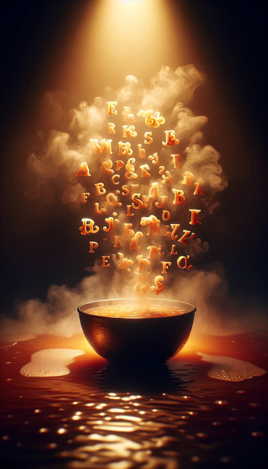 Poetische Buchstabensuppe mit Dampf-Typografie