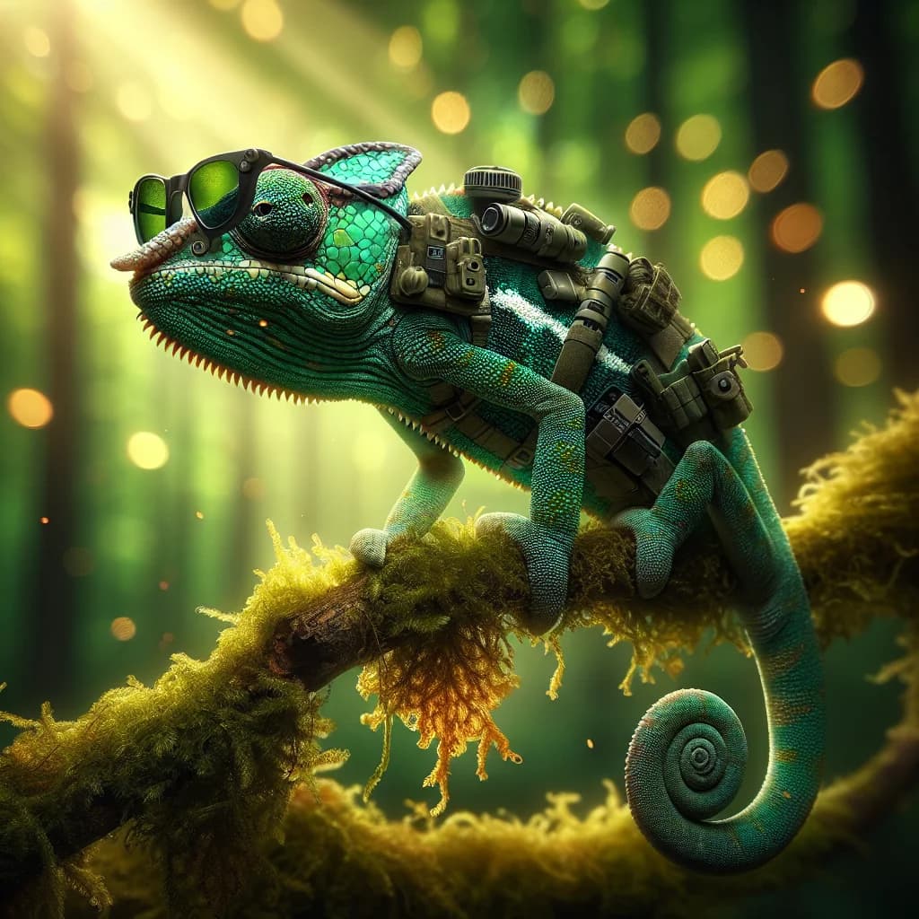 Chamäleon-Geheimagent im Wald