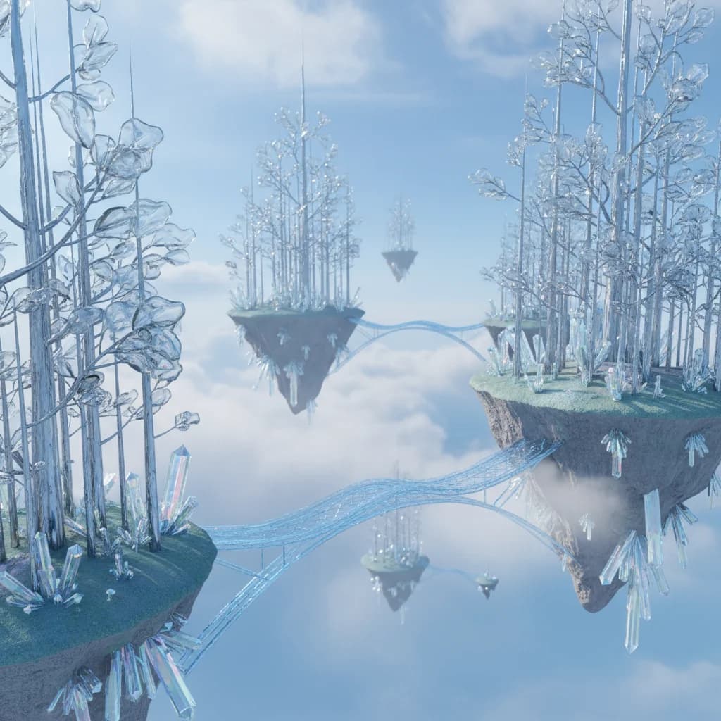 Schwebende Antennenwälder im Himmel