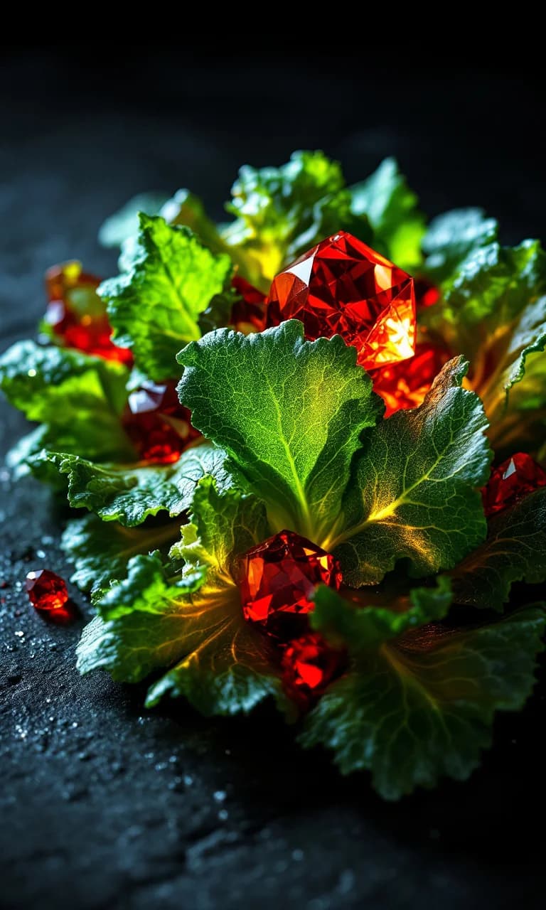 Edelstein-Salat mit Smaragd-Blättern