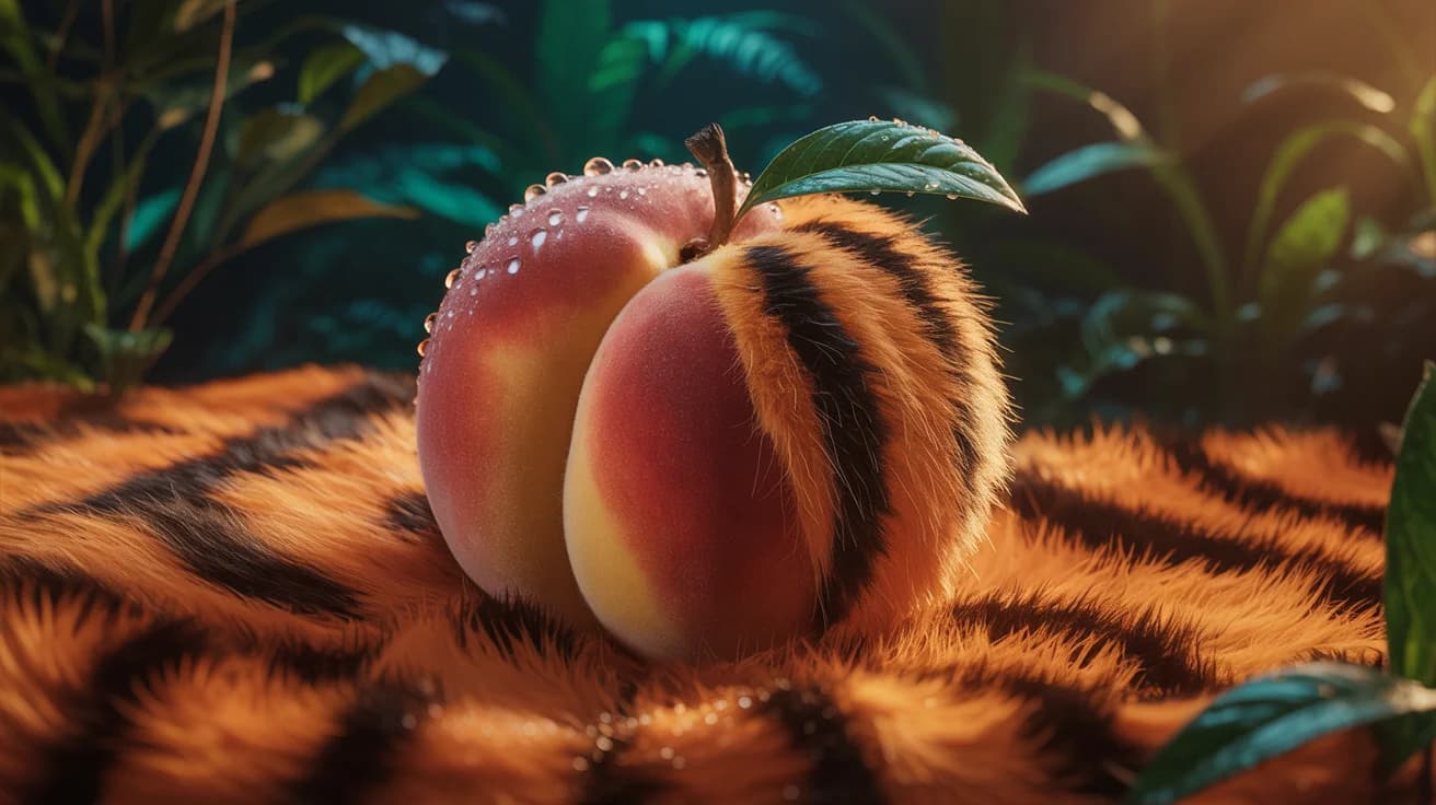 Tigergestreifter Pfirsich im Dschungelambiente