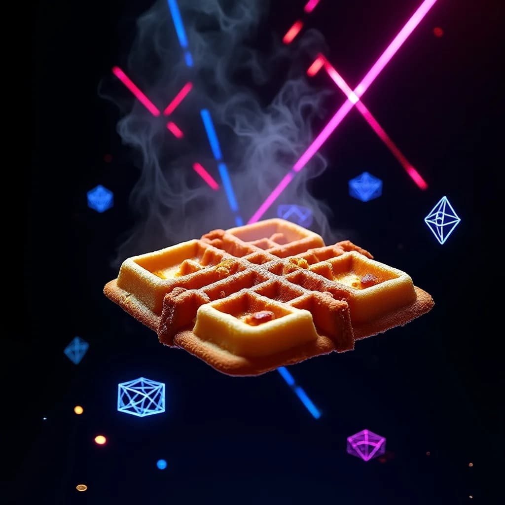 Laser-Waffeln mit Neon-Geometrie