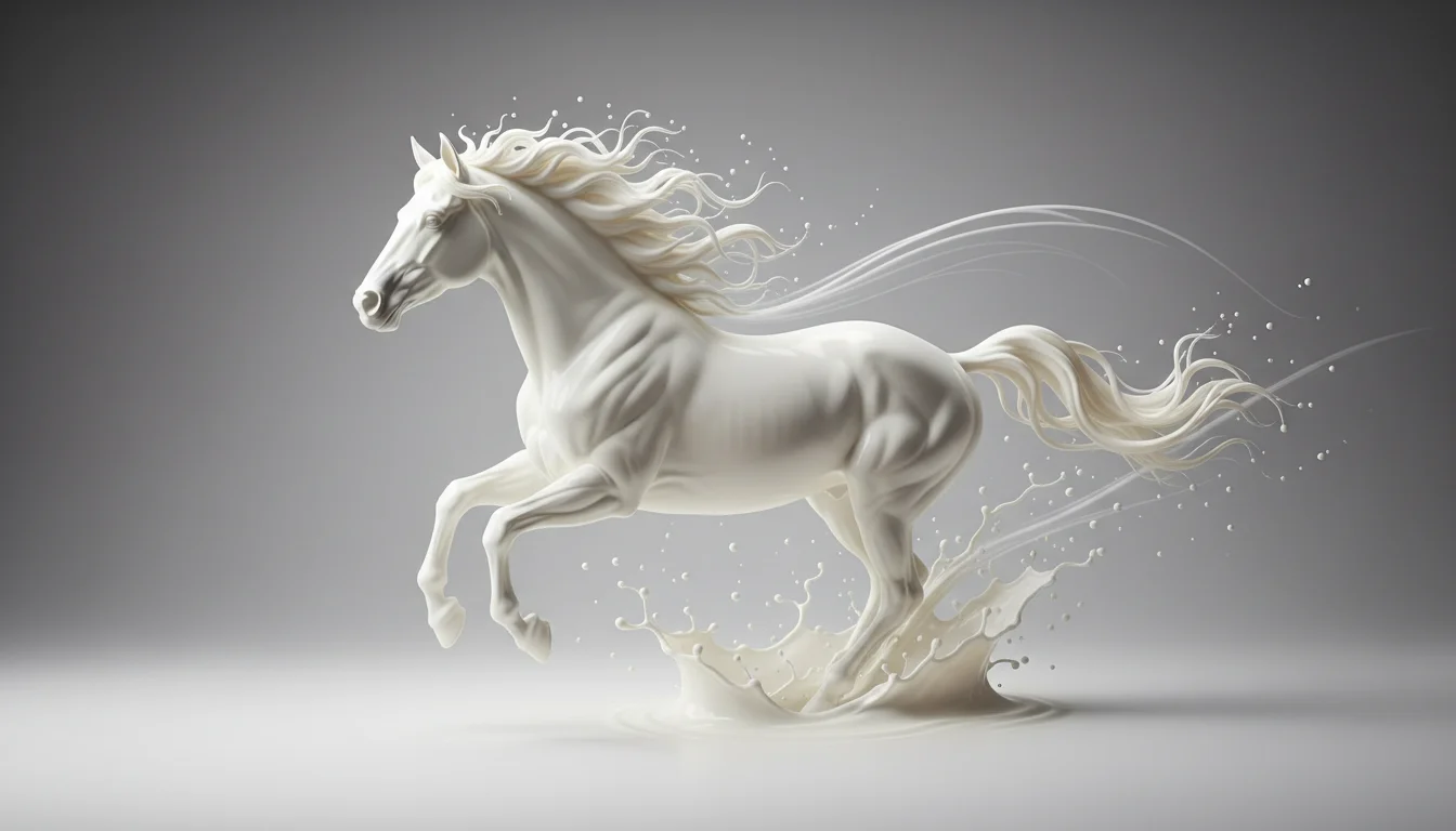 Fliegender Milchspritzer als Pferd