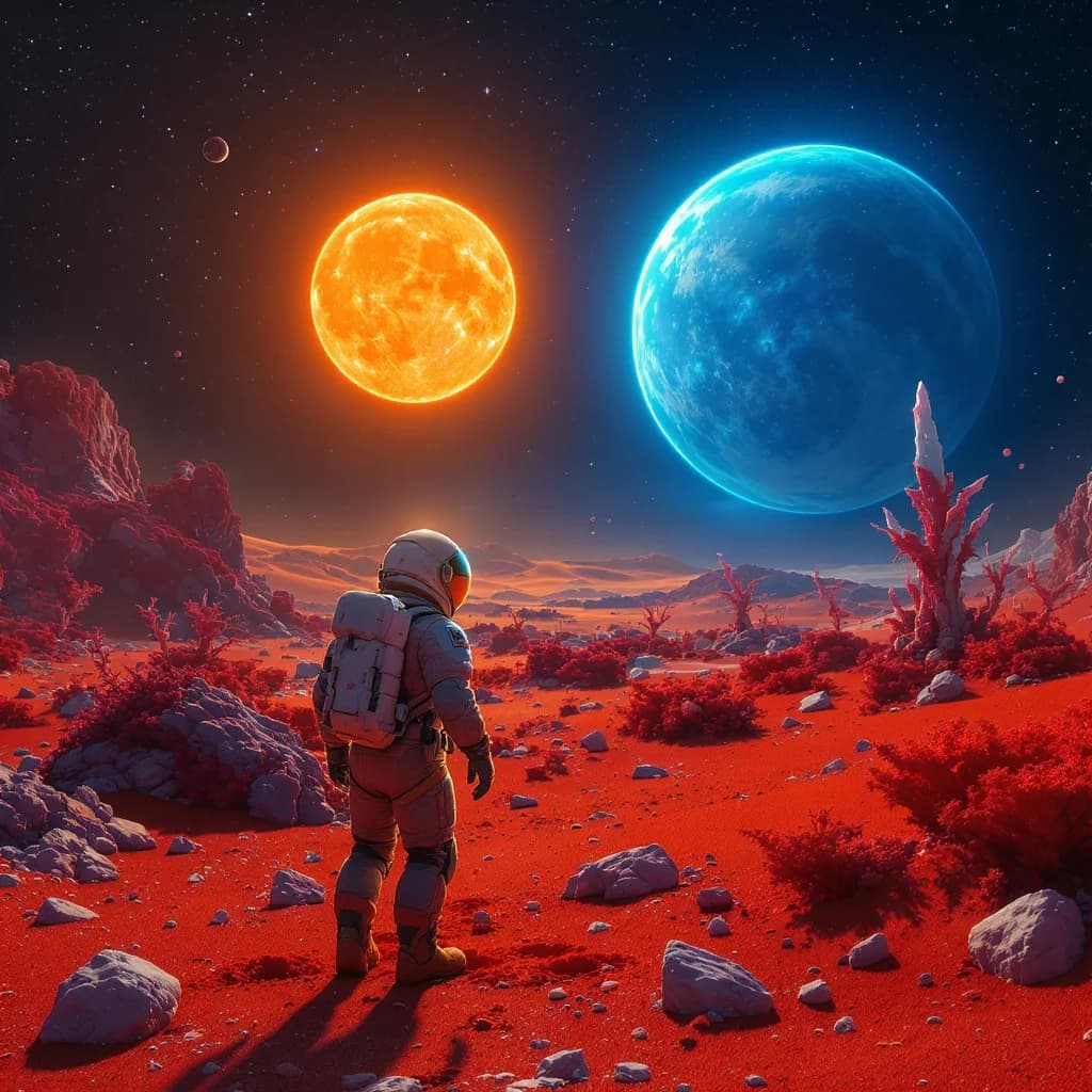 Astronaut unter zwei Sonnen