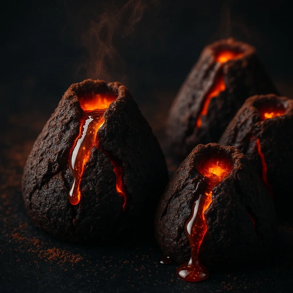 Vulkanische Schokoladen-Trüffel mit Lava-Kern