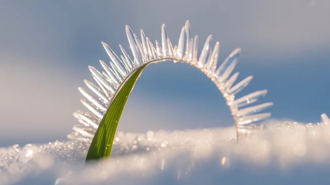 Grashalm mit gefrorener Lichtkrone