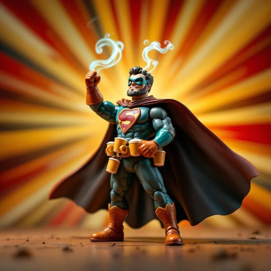 Kaffee-Superheld Actionfigur