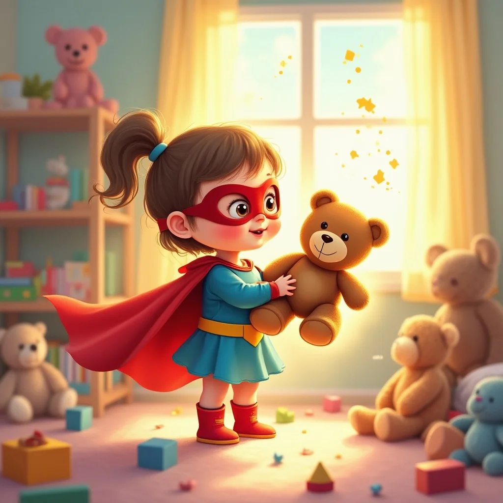 Kleine Superheldin im Morgenlicht