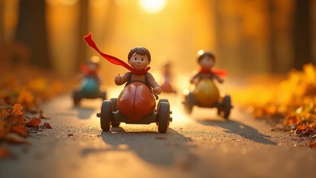 Nostalgisches Seifenkistenrennen im Herbst