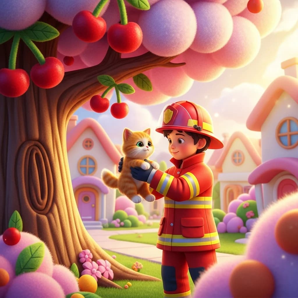 Feuerwehrmann rettet Kätzchen