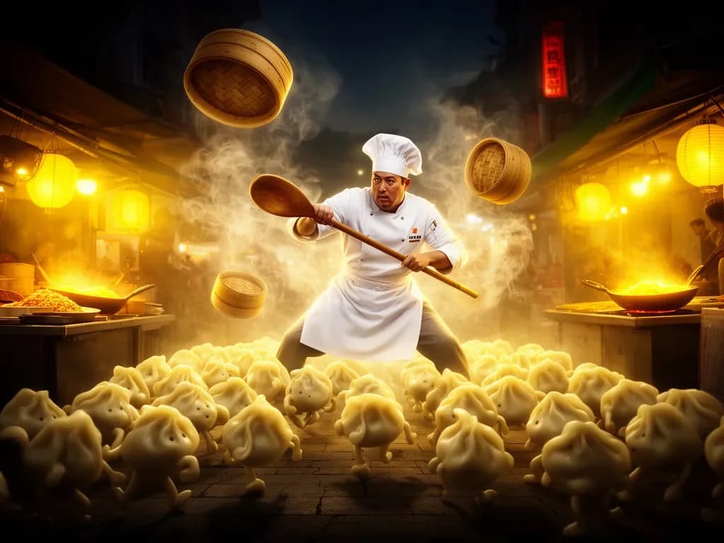 Koch kämpft gegen Teigtaschen-Armee