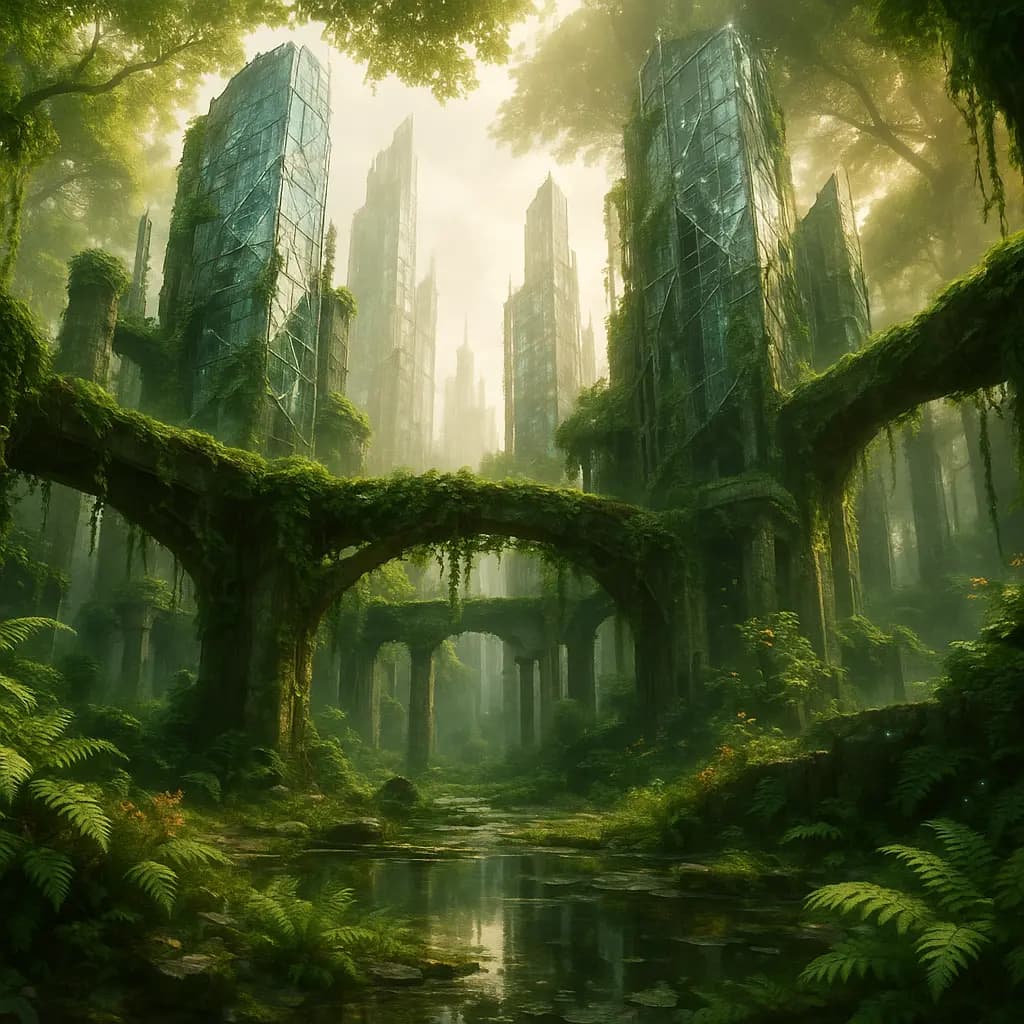 Überwucherte Stadtruinen im Jahr 3000