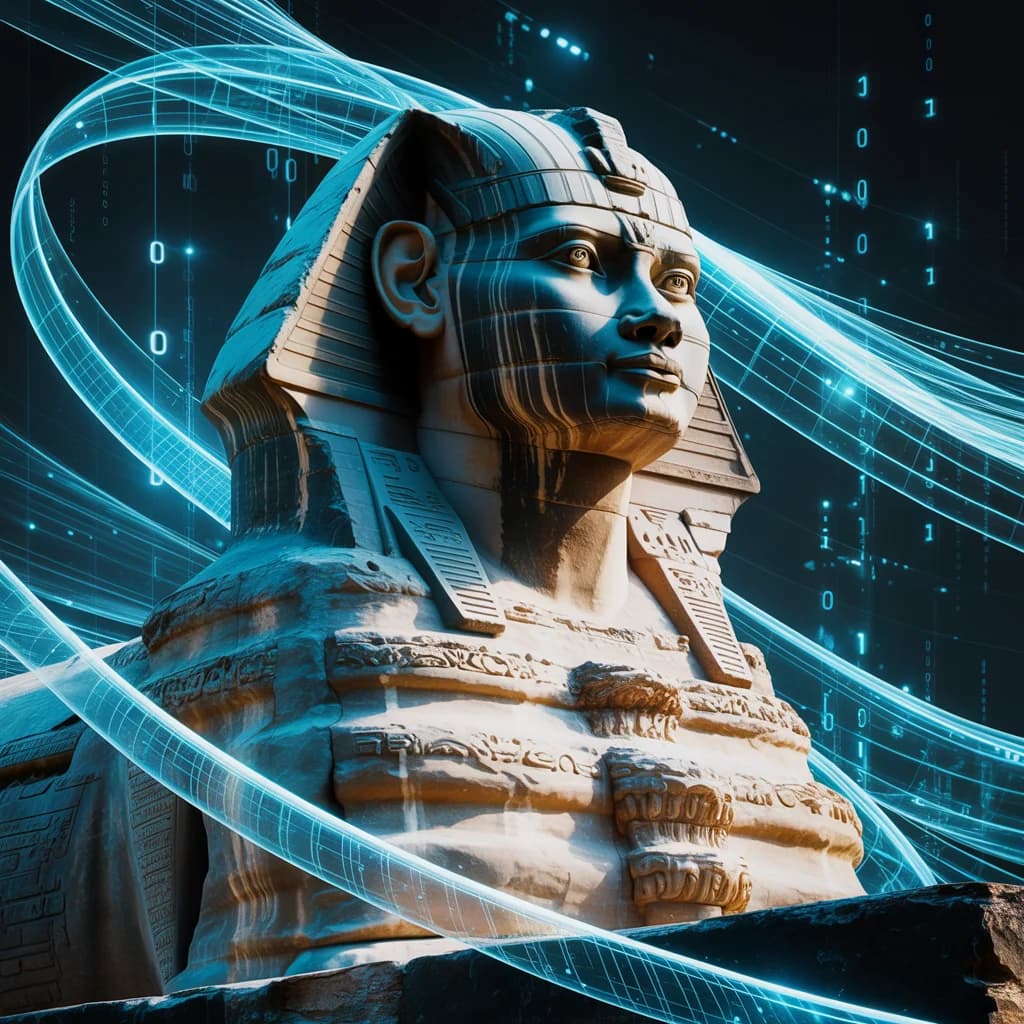 Digitale Sphinx im Hologramm-Datenstrom