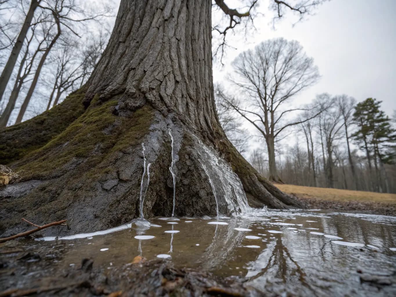 Flüssige Metallrinde im Tageslicht