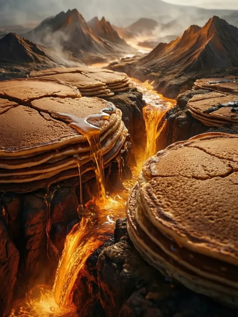 Pfannkuchen-Tektonik mit Ahornsirup-Lava