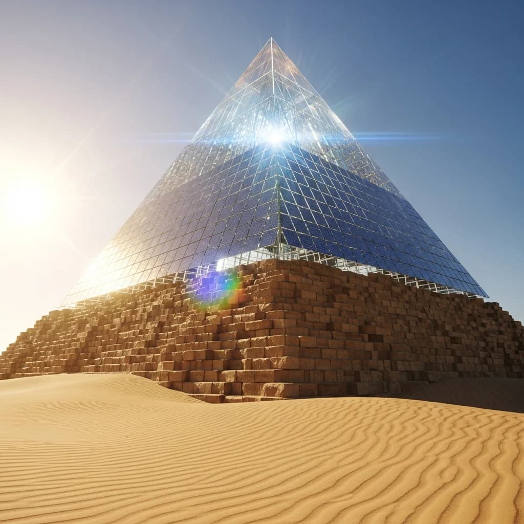 Solarpunk Pyramide mit Glaskap