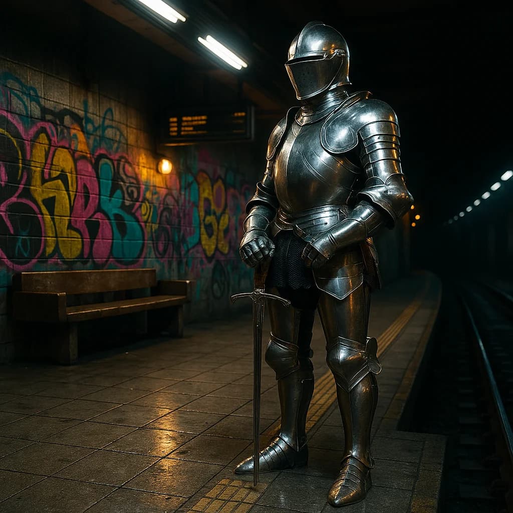 Ritter in der U-Bahn