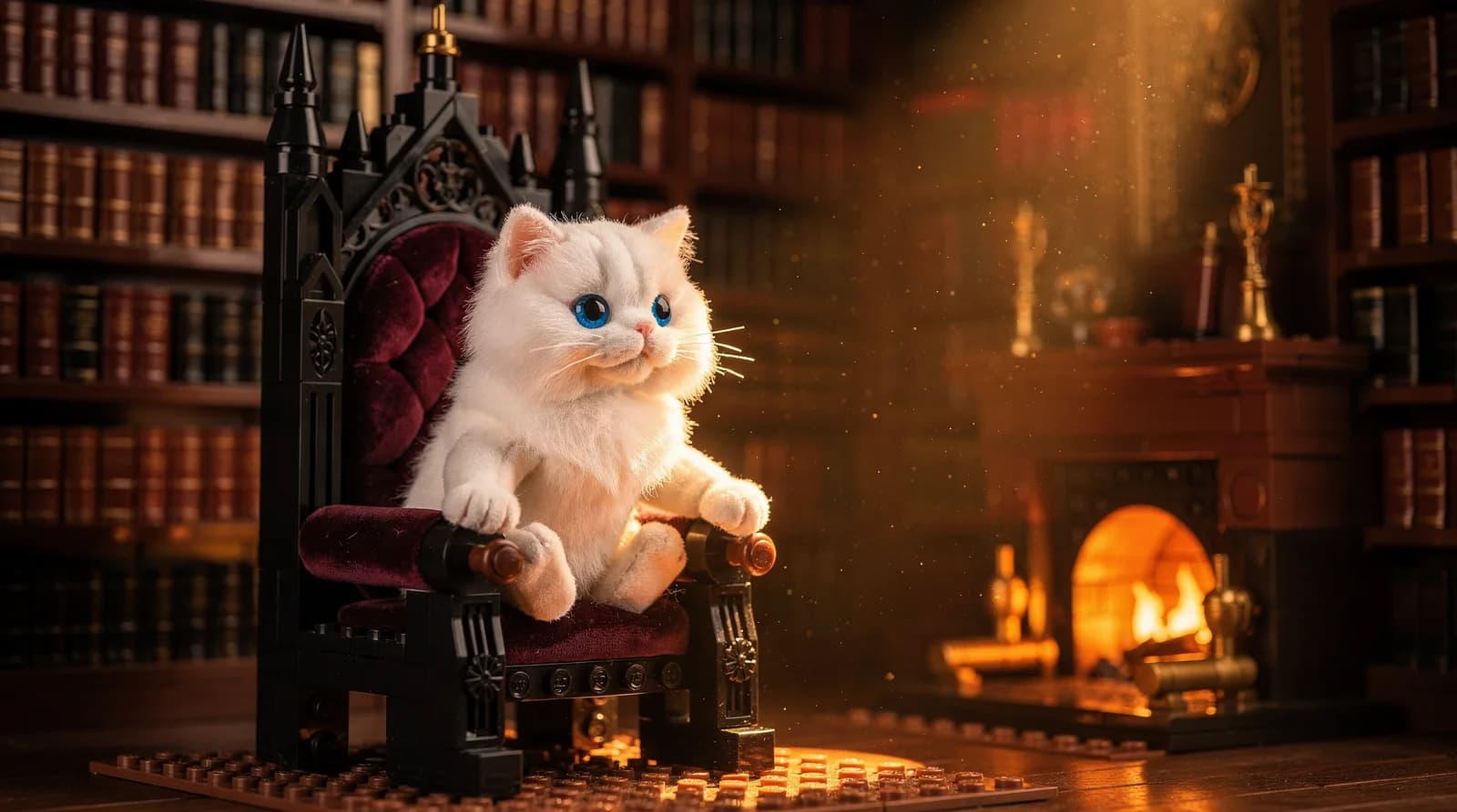 Böses Perserkatzen-Genie auf Lego-Thron