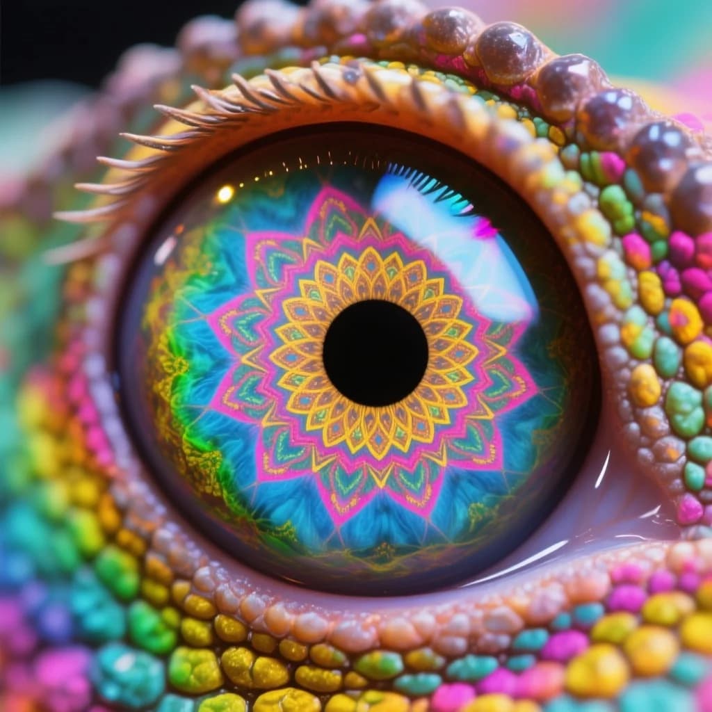 Psychedelisches Chamäleon-Kaleidoskop-Auge