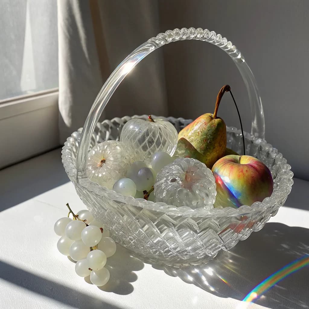 Prismatischer Glasobstkorb mit Lichtbrechung