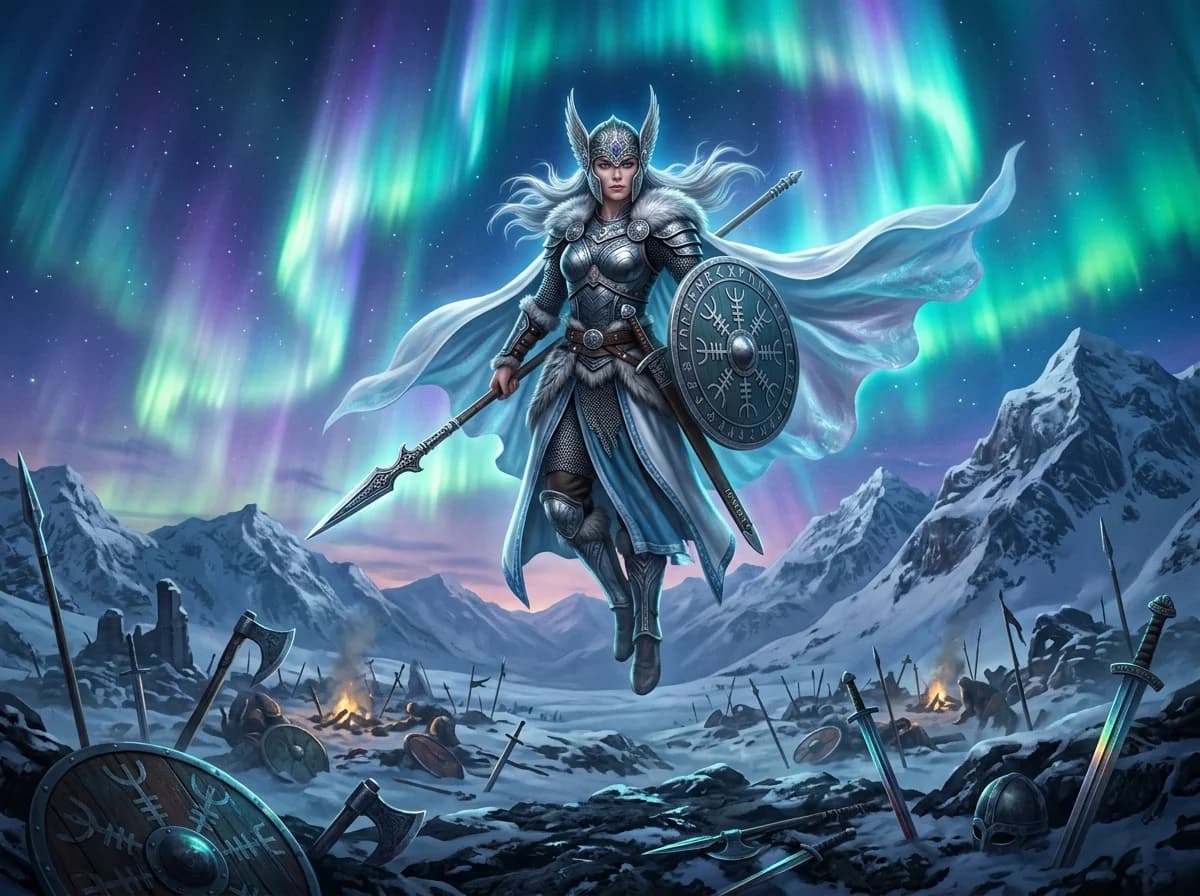 Nordische Walküre im Polarlicht