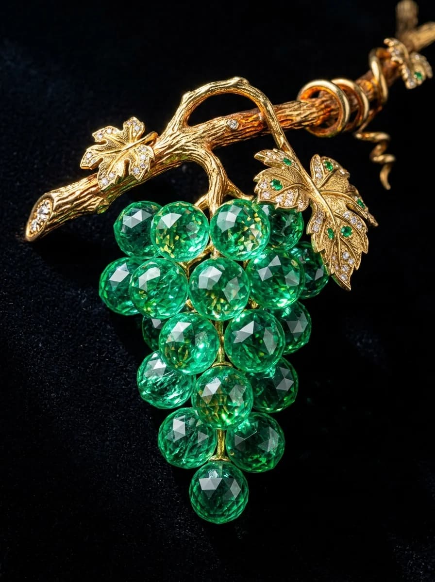 Smaragd-Weintrauben an Goldzweig