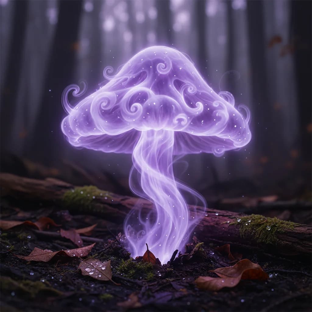 Mystischer Nebelpilz im Zauberwald