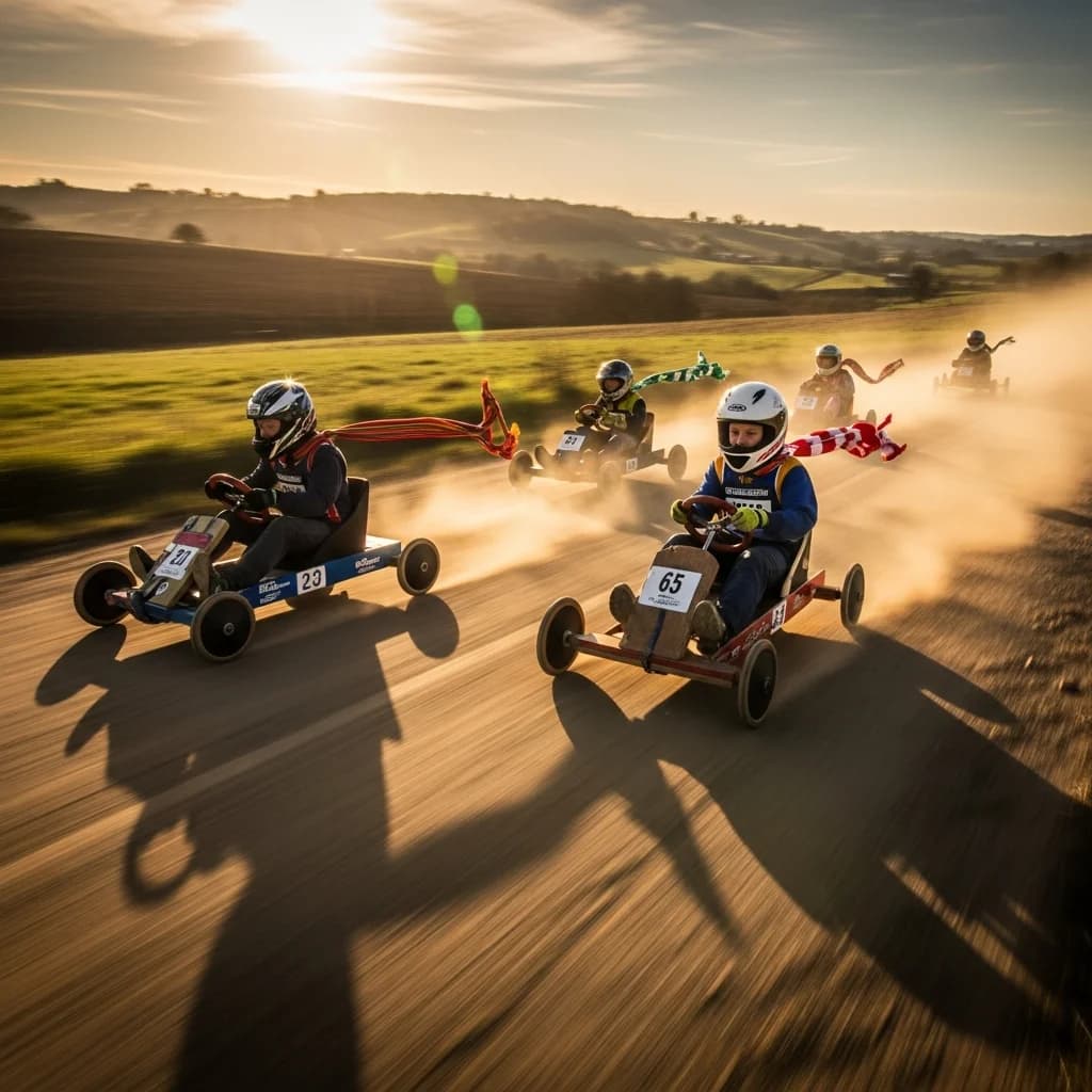 Seifenkistenrennen mit Bewegungsunschärfe