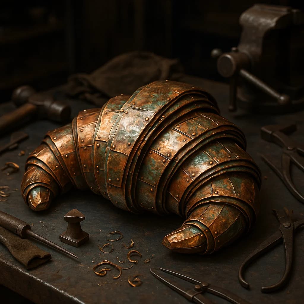 Industrielles Kupfer-Croissant aus Metallblech