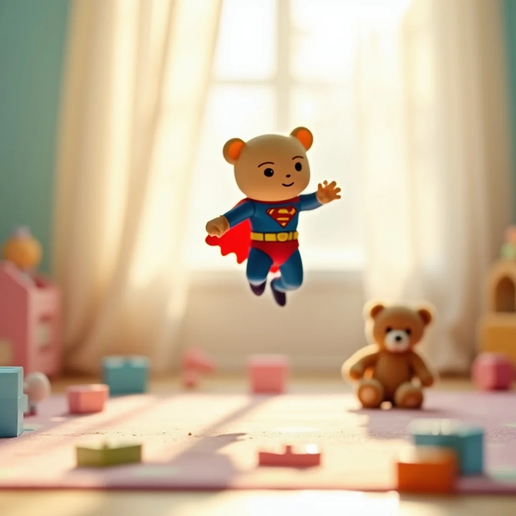 Superhelden-Spielzeit im Morgenlicht