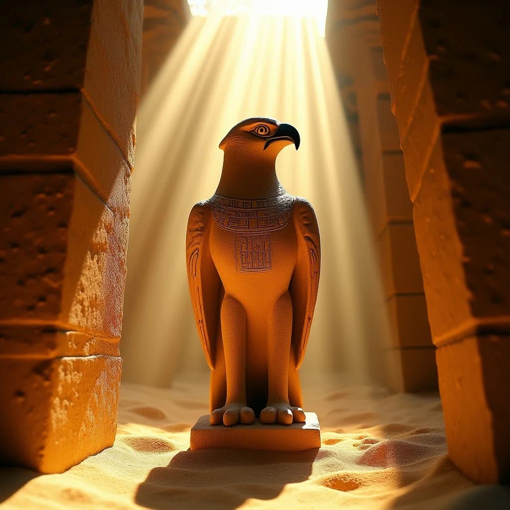 Sperber-Gottheit in Wüstenpyramide