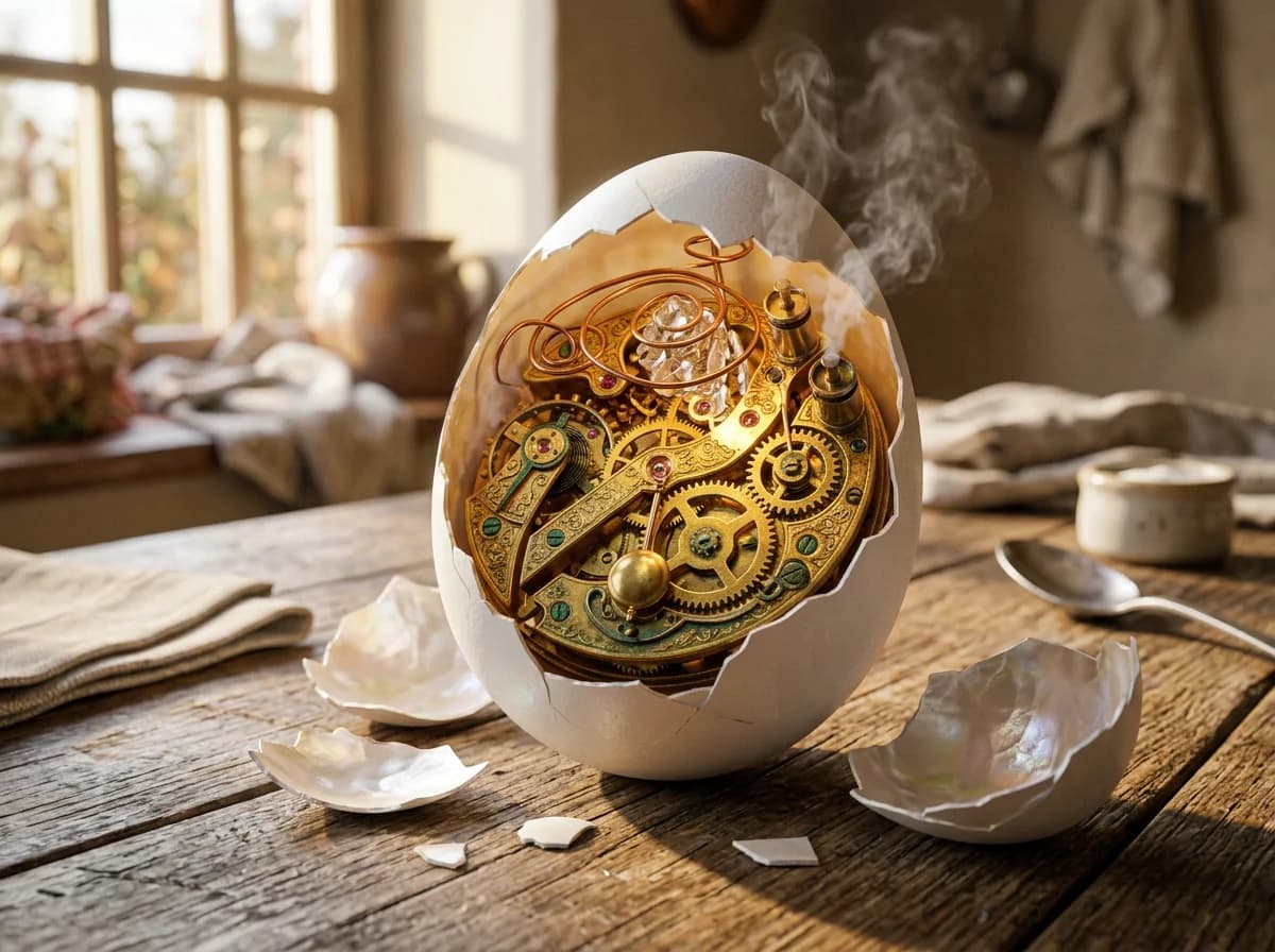 Mechanisches Steampunk-Ei mit Uhrwerk