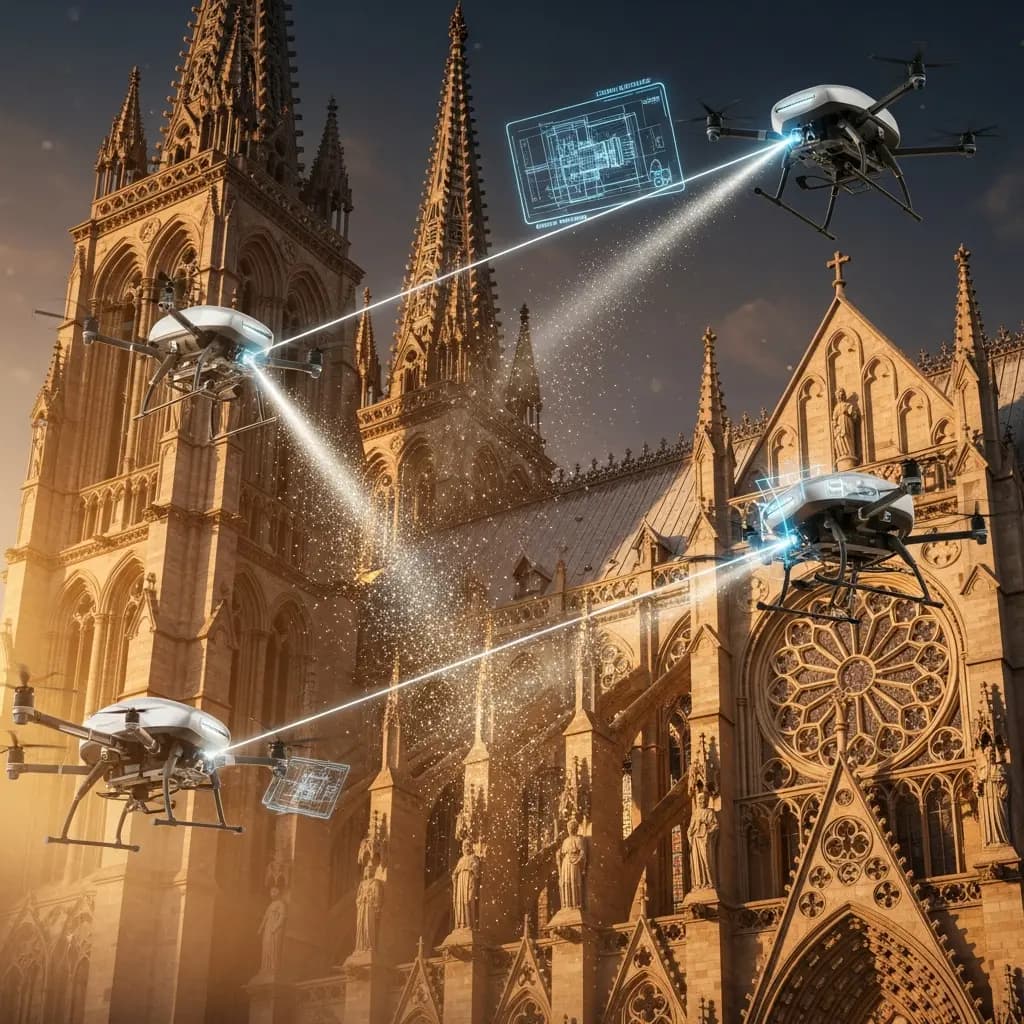 Drohnen-Restaurierung einer gotischen Kathedrale