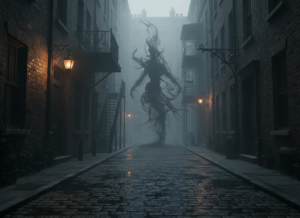 Schattenkreatur in viktorianischer Gasse