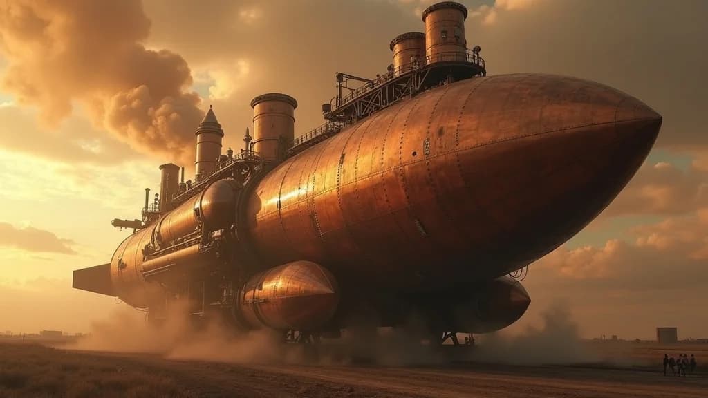 Steampunk-Rakete vor dem Start