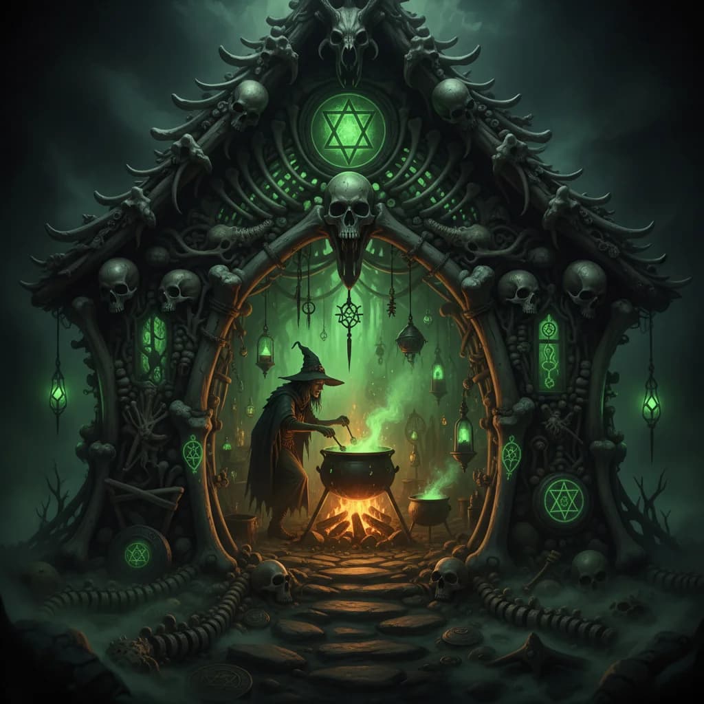 Giftgrüne Hexenhütte aus Knochen